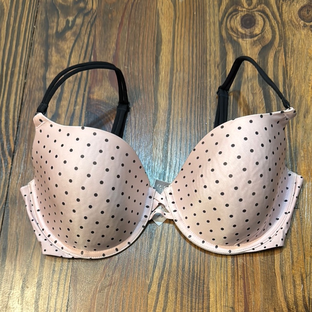 Victoria's Secret Pink and Black Polka Dot Bra 34D